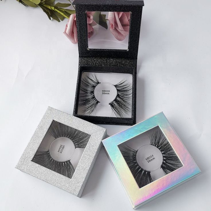 Hinged eyelash boxes